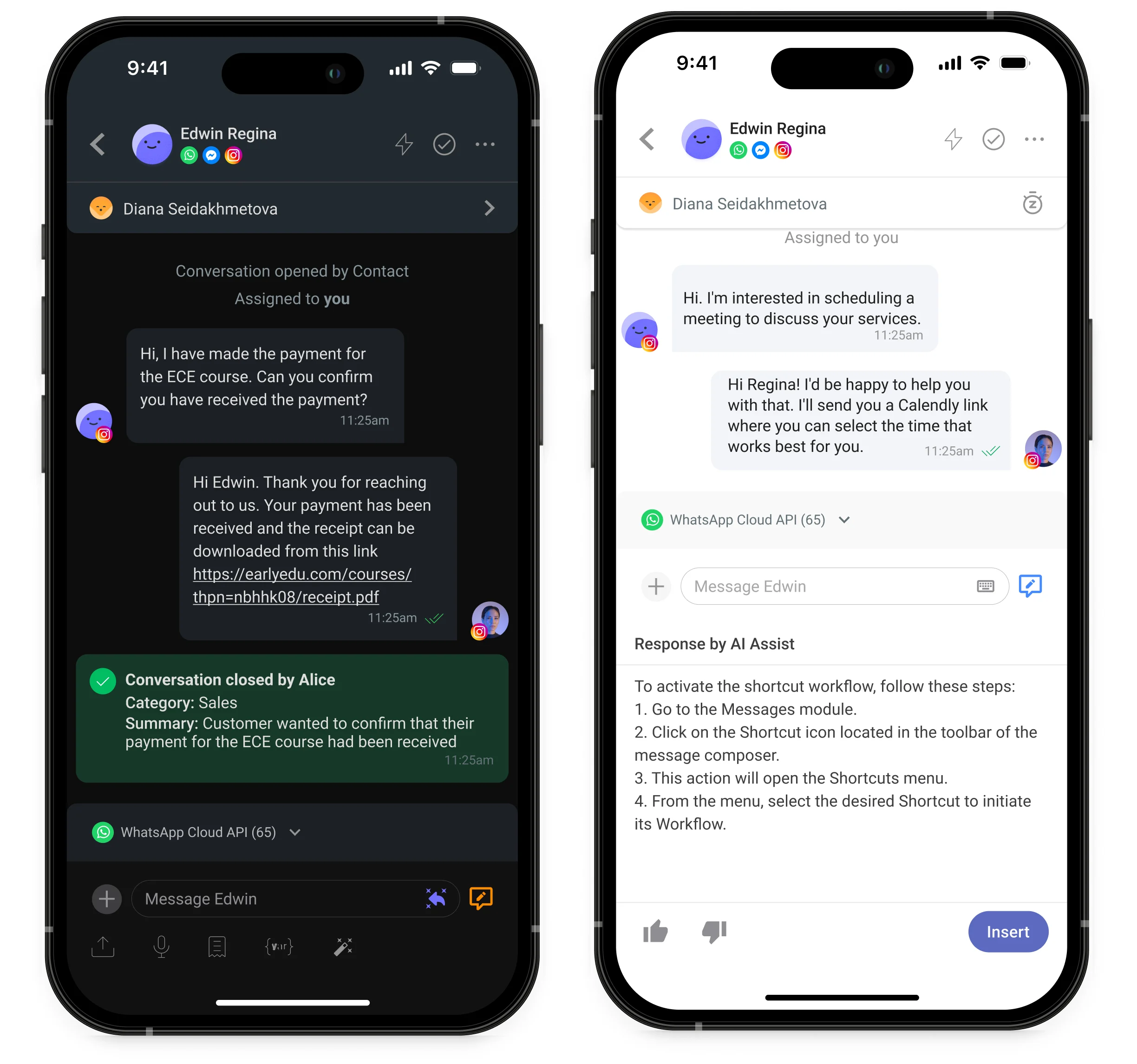 Vista movil de respond.io