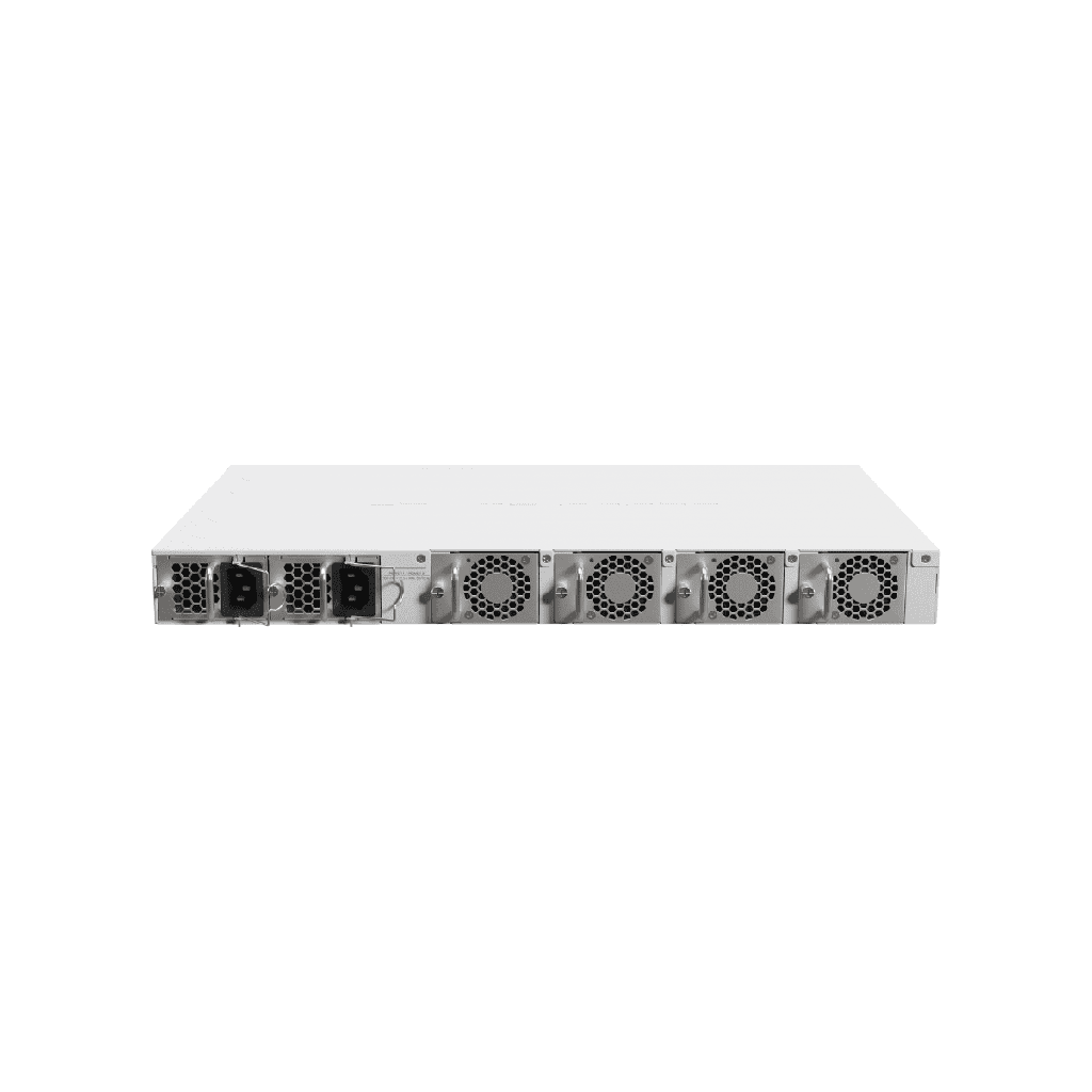 MikroTik - CRS518-16XS-2XQ-RM Switch administrable 16 puertos XSFP (25gbps), 2 puertos QSFP (100gbps) y 1 ethernet de 1Gb. Doble fuente hot-swap.