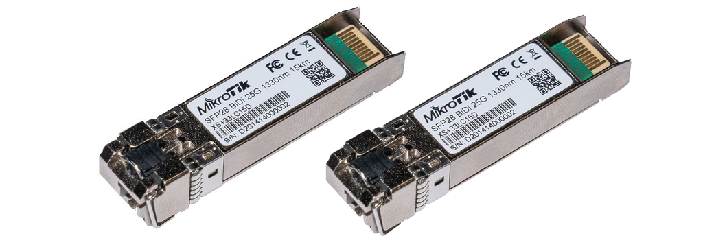 MikroTik - Un kit de dos modulos- 1.25G SFP, 10G SFP+ y 25G SFP28--- XS+2733LC15D