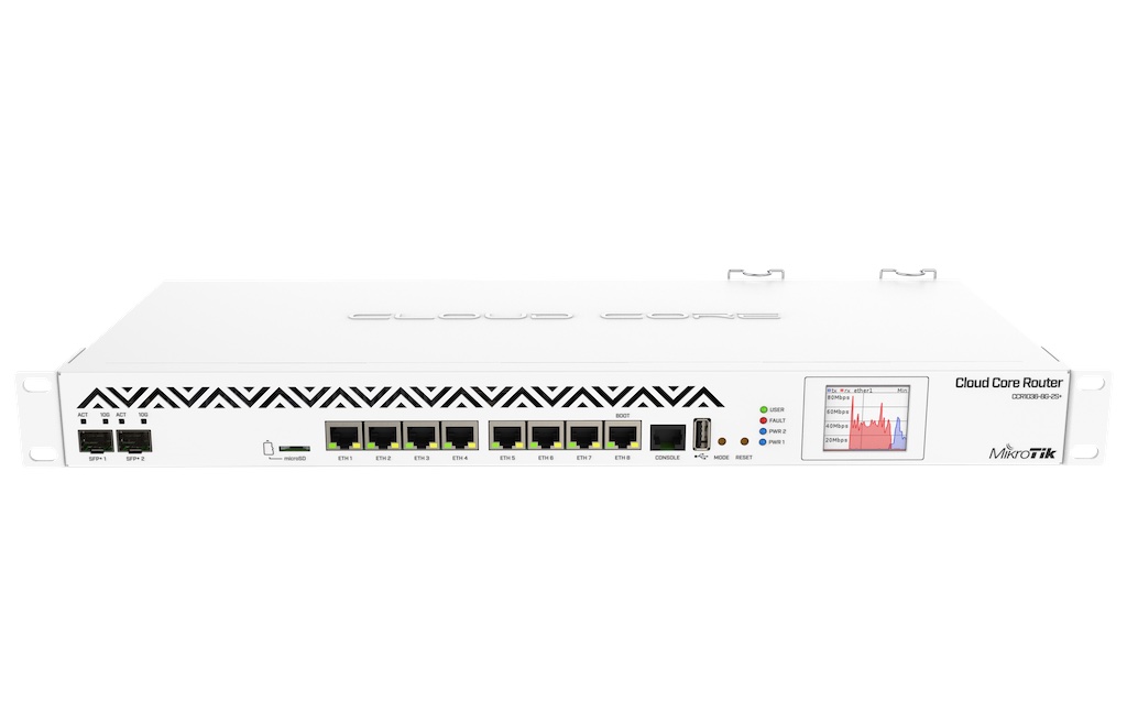 MikroTik Cloud Core Router 1036-8G-2S+EM 8 puertos Gigabit, 2 puertos SFP+ con MEMORIA EXTENDIDA
