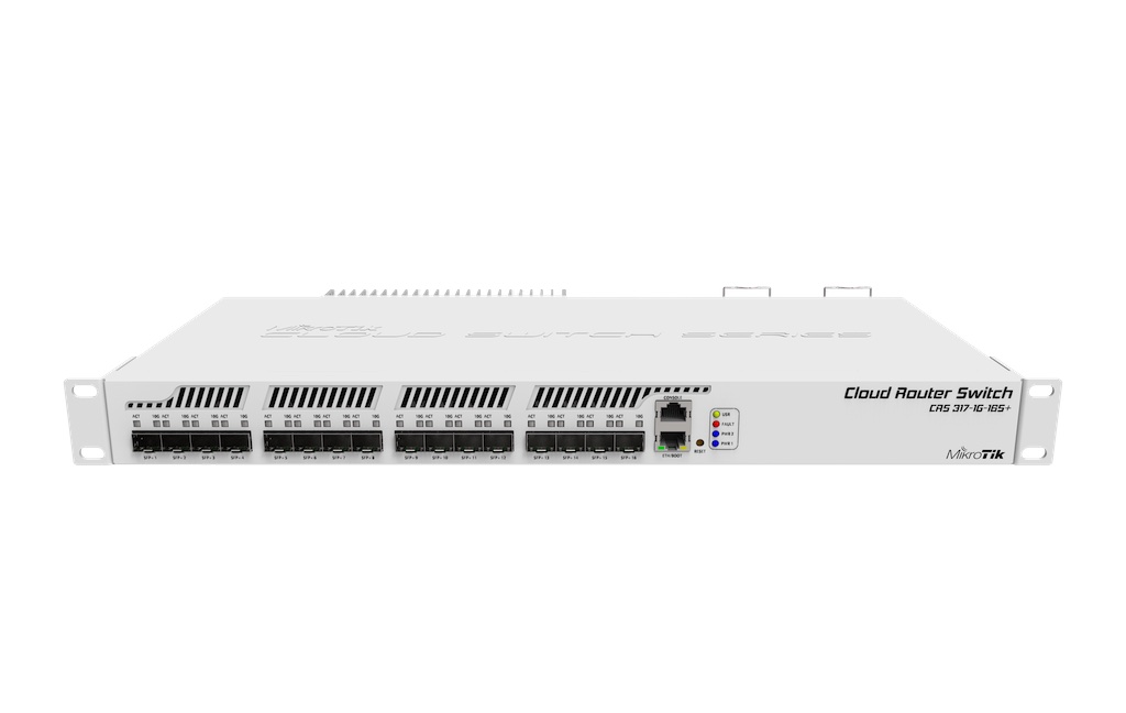 MikroTik - Cloud Router Switch 317-1G-16S+, 1 puerto Gigabit, 16 puertos SFP+, 1U rackeable