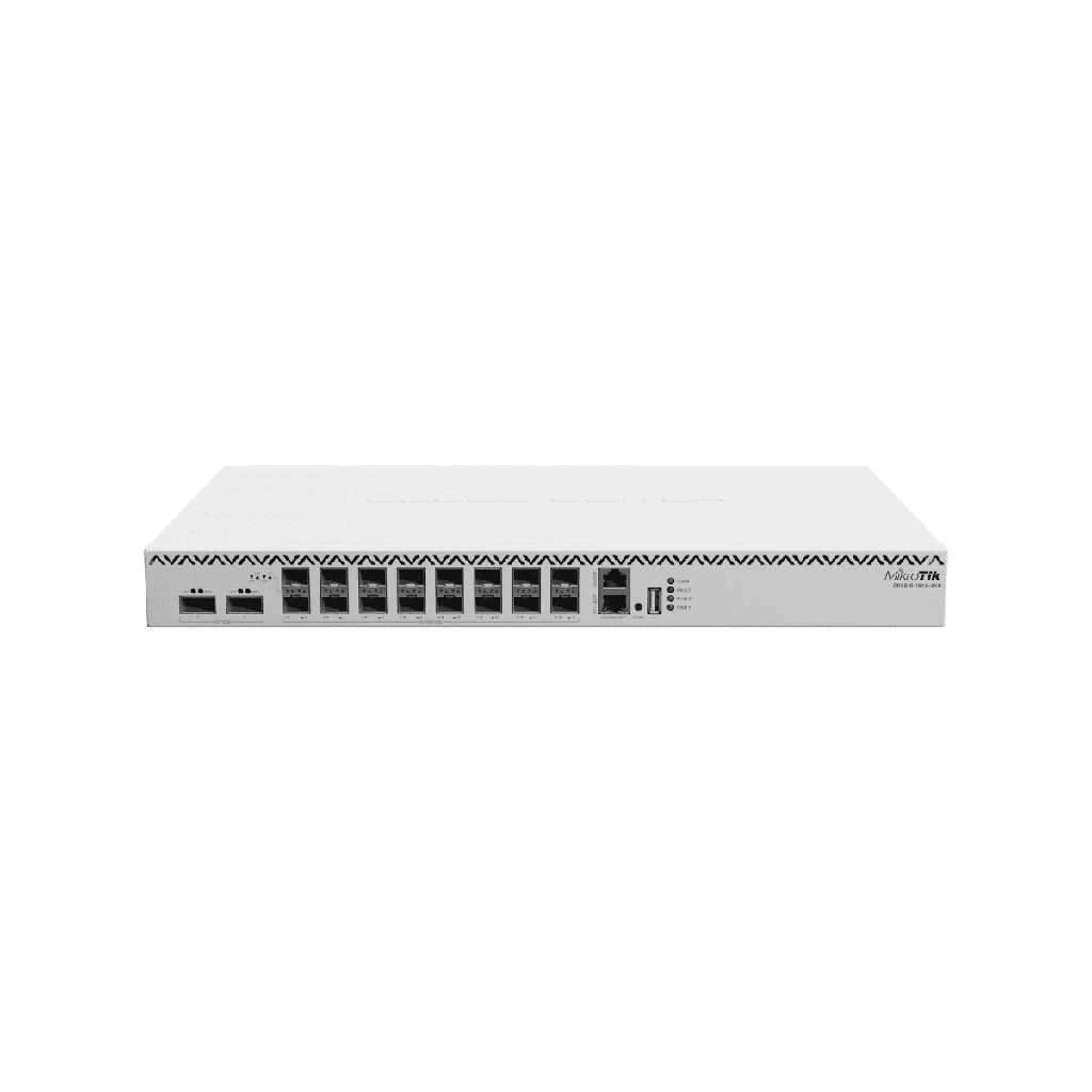 MikroTik - CRS518-16XS-2XQ-RM Switch administrable 16 puertos XSFP (25gbps), 2 puertos QSFP (100gbps) y 1 ethernet de 1Gb. Doble fuente hot-swap.