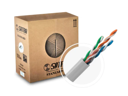 Satra - Cable UTP Categoria 5E cobre solido Cable de red 24awg rollo x 305m. Para uso interior. Chaqueta gris