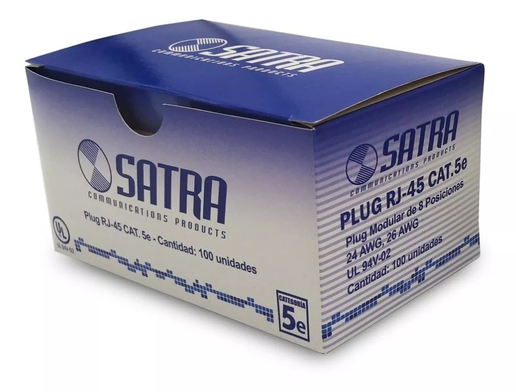 Satra - Plug CAT5e para RJ45. Caja de 100 unid.