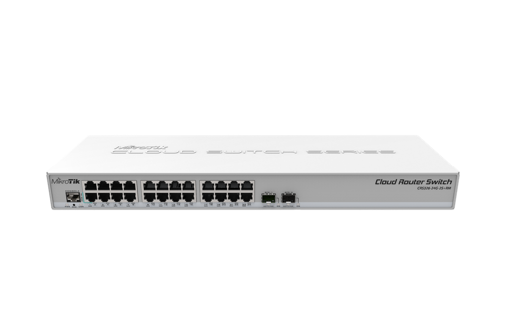 CLOUD ROUTER SWITCH 326-24G-2S+RM WITH 800MHZ CPU, 512MB RAM, 24X GIGABIT LAN, 2X SFP+ CAGES