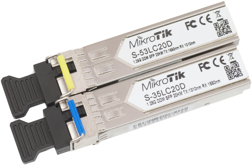 MikroTik - PAR TRANSCEIVERS S35LC20D (1.25GSM 20KM T1310NM/R1550NM)+ S53LC20D(1.25GSM 20KMT1550N/R1310